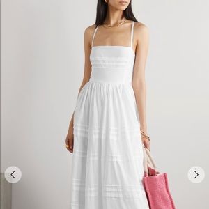 STAUD Brigette Open-Back Pintucked Cotton-Poplin Maxi Dress - Size Medium